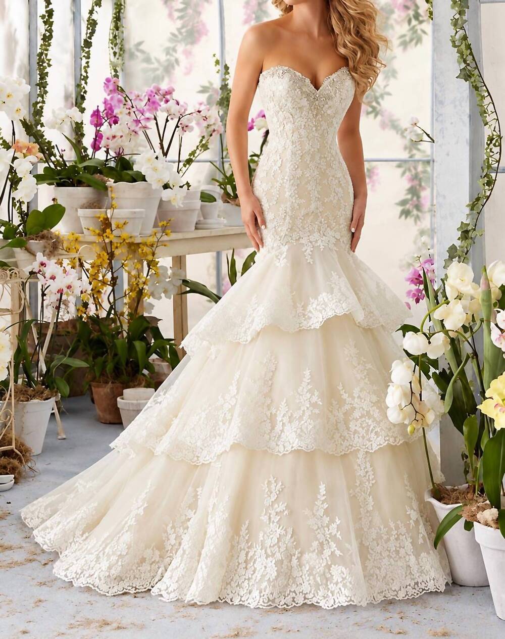 NEW MORILEE strapless mermaid wedding dress in ivory/light gold